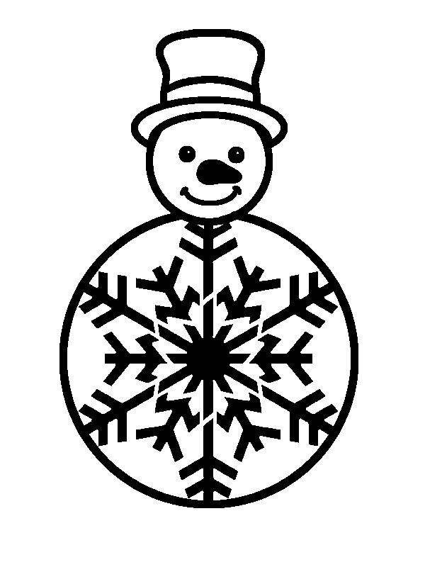 Раскраска Снеговик со снежинкой