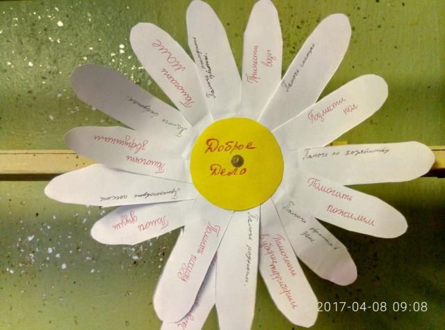 Бумажная Ромашка с пожеланиями