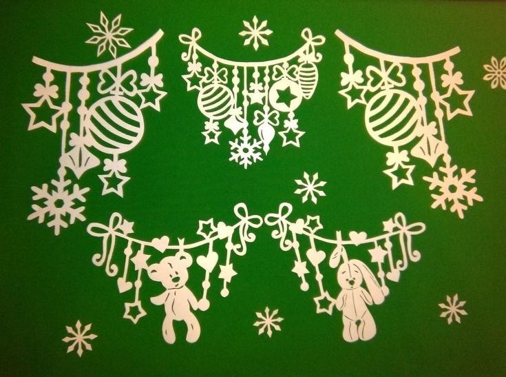 Вытынанки на новый год гирлянда