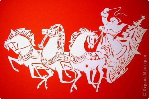 Украшения на окна дед Мороз на санях