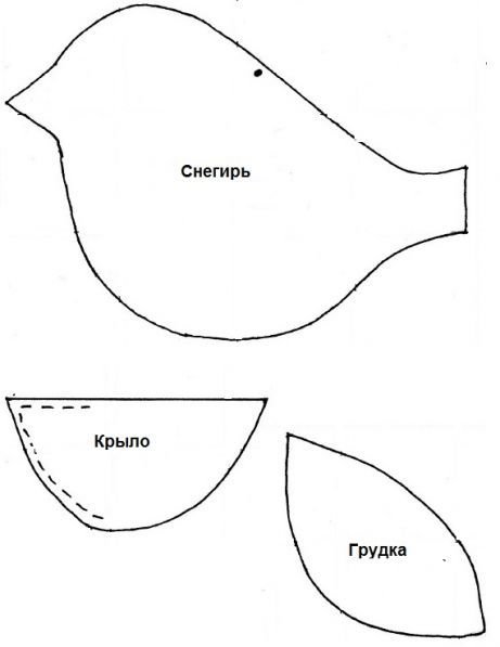 Аппликация снегирь - распечатать шаблоны для детей