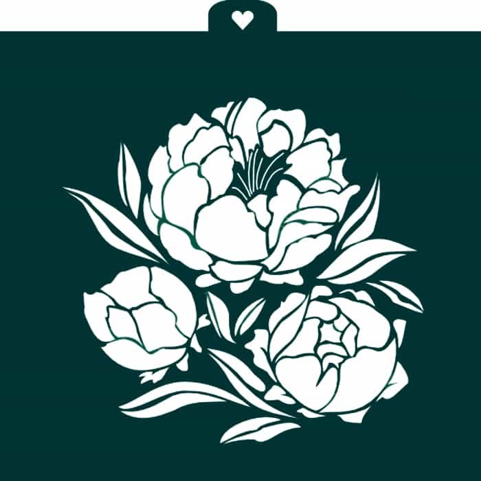 Трафарет пионы для стен