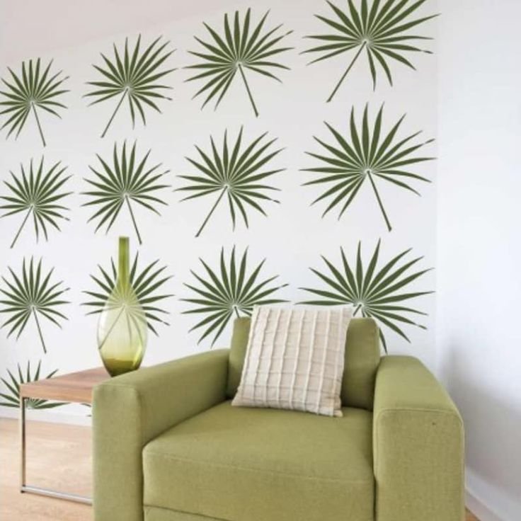 Большой трафарет для стен листья