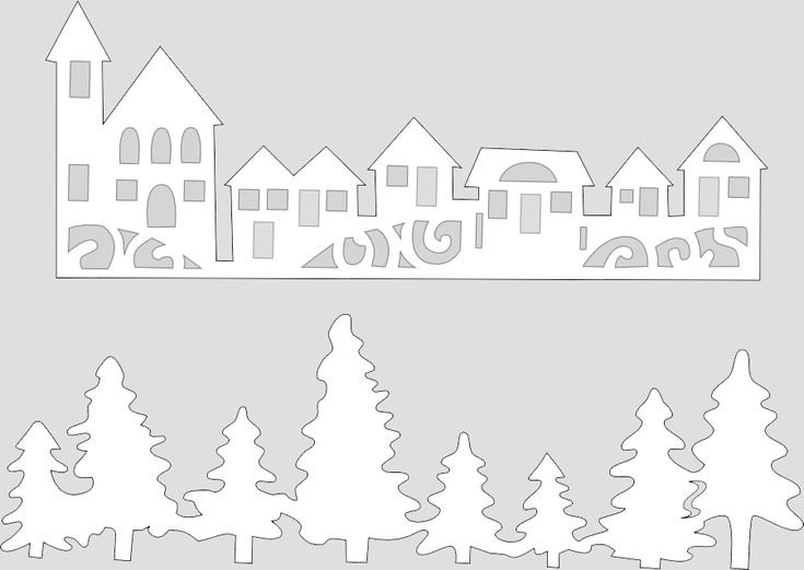 Новогодние украшения на окна домики