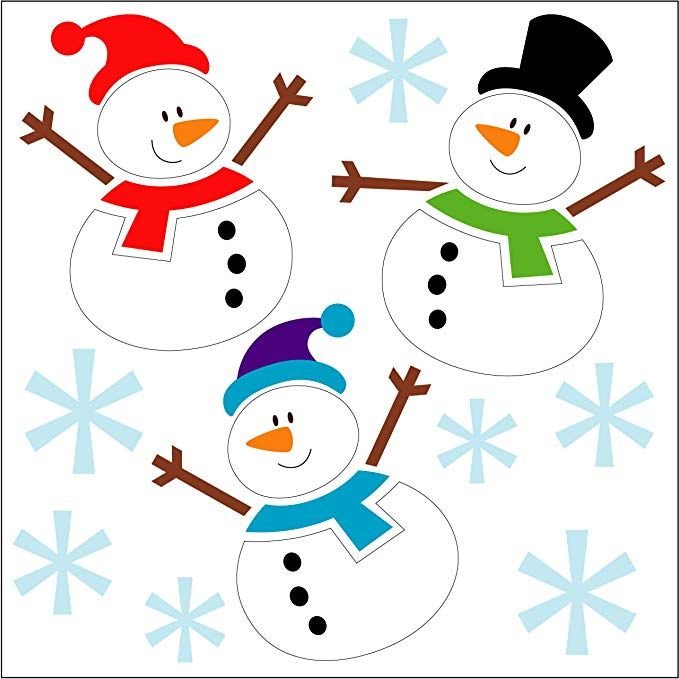 Цветные Снеговики на окна к новому году