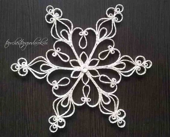 Снежинки из джута мастер класс