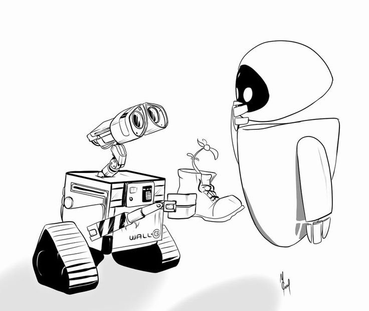 Робот ева из мультика Валли рисунок