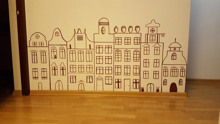 Трафарет города на стену