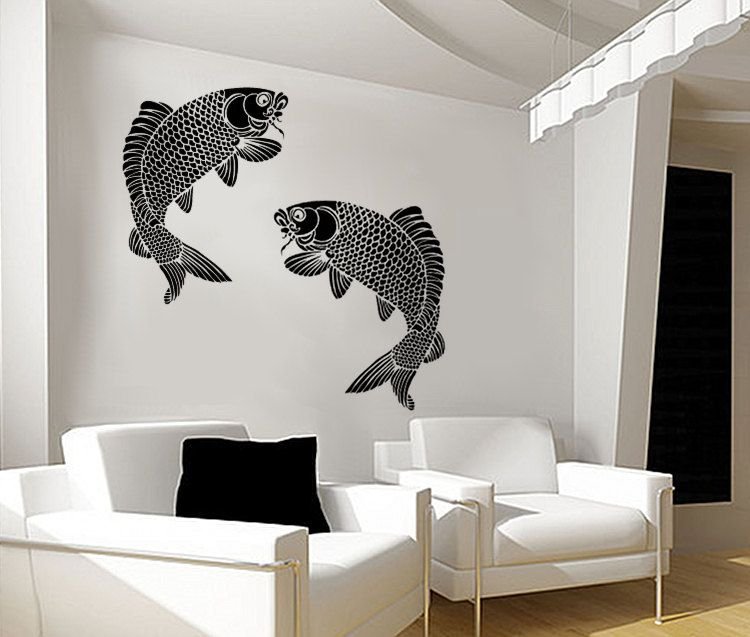 Трафарет рыбы большой на стену