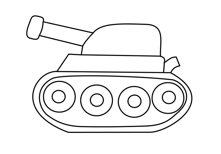 Танк раскраска для малышей