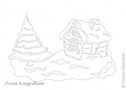 Трафареты на окна новогодние домики