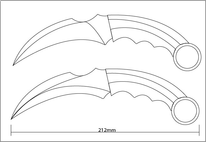 Чертёж ножа керамбит из стандофф 2