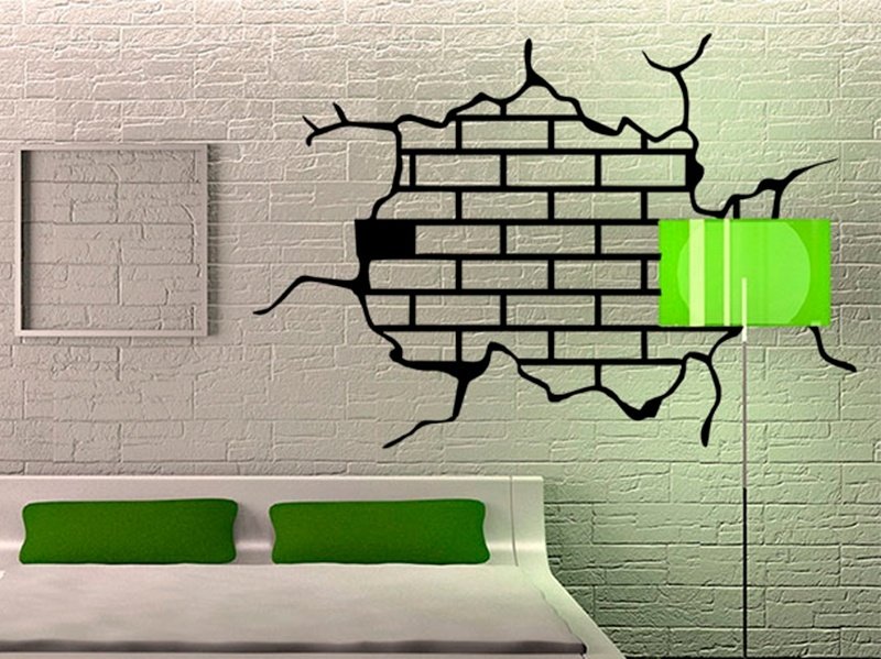 3д наклейки на стену кирпичи