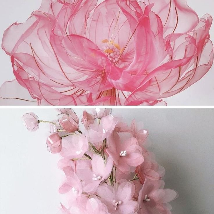 Большие цветы из органзы