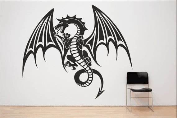 Дракон трафарет на стену