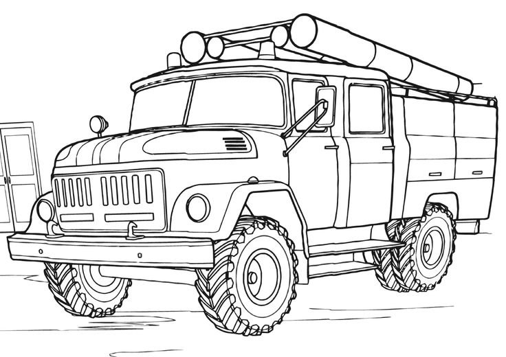 Пожарная машина Урал 5557 раскраска