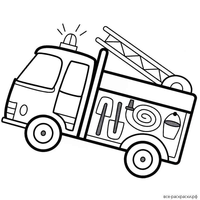 Пожарная машина раскраска для малышей