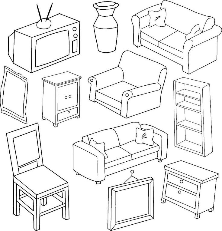Раскраска предметы мебели
