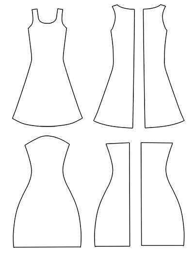 Лекало платья для куклы