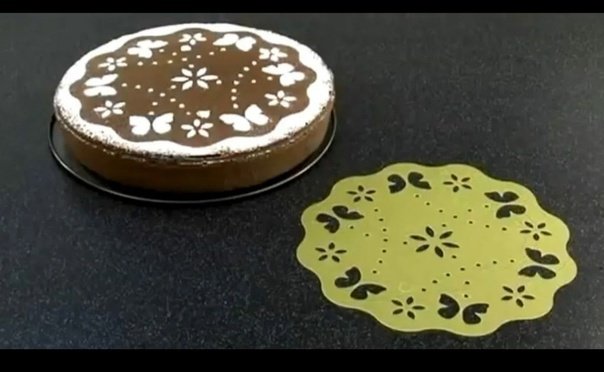 Украшение торта через трафарет