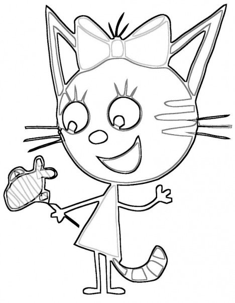 Разукрашка три кота Карамелька