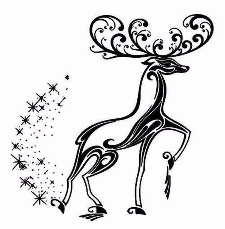 Трафареты на окна новогодние олени