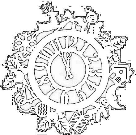 Новогодние часы трафарет на окно