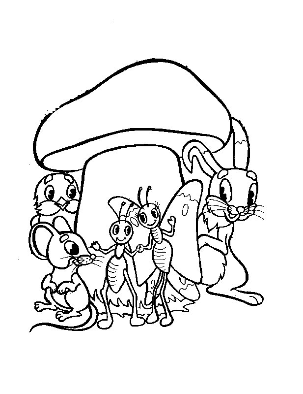 Раскраска Сутеев грибок-Теремок