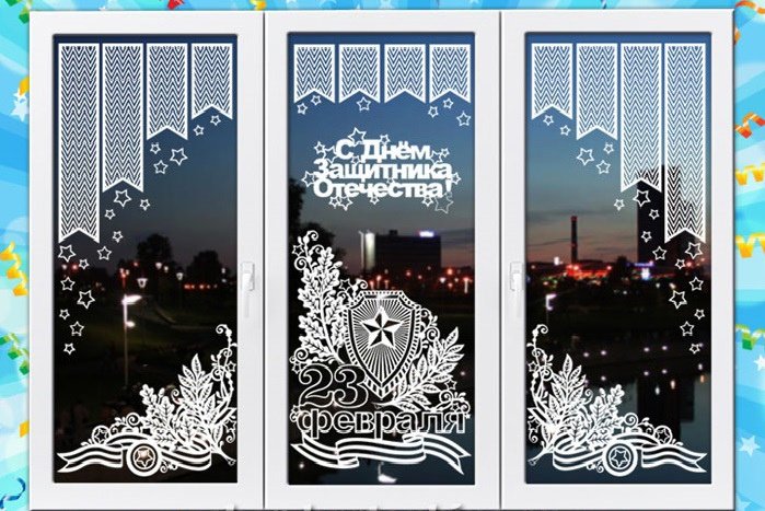 Украшение окна февраль