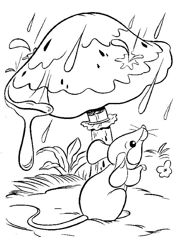 Раскраска по сказке Сутеева под грибом