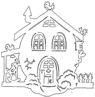 Трафарет домика для вырезания