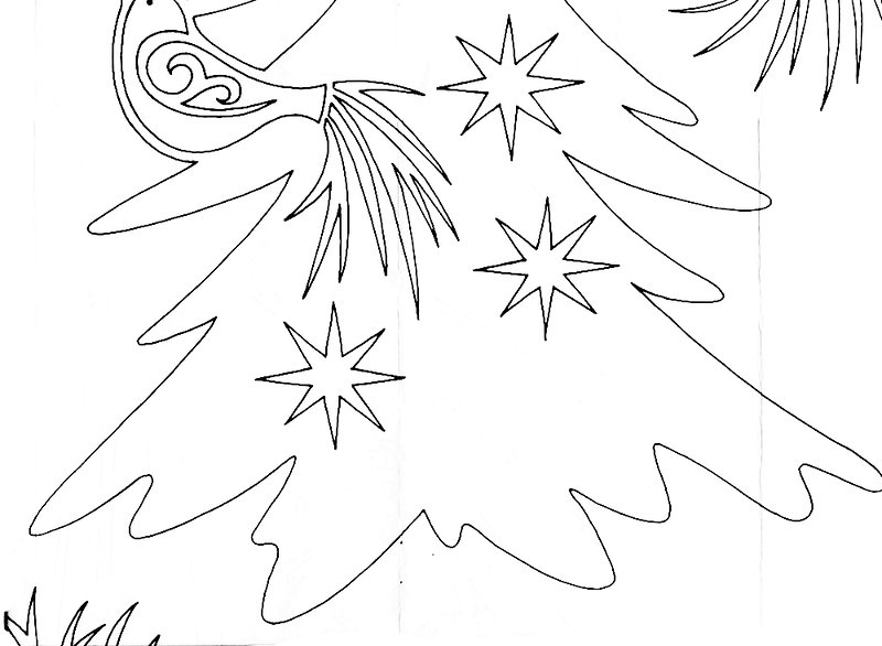 Вытынанки ёлочки на новогоднее окно