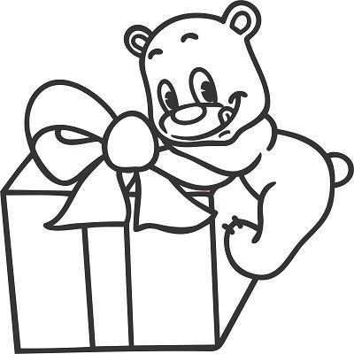Трафарет мишка с подарком