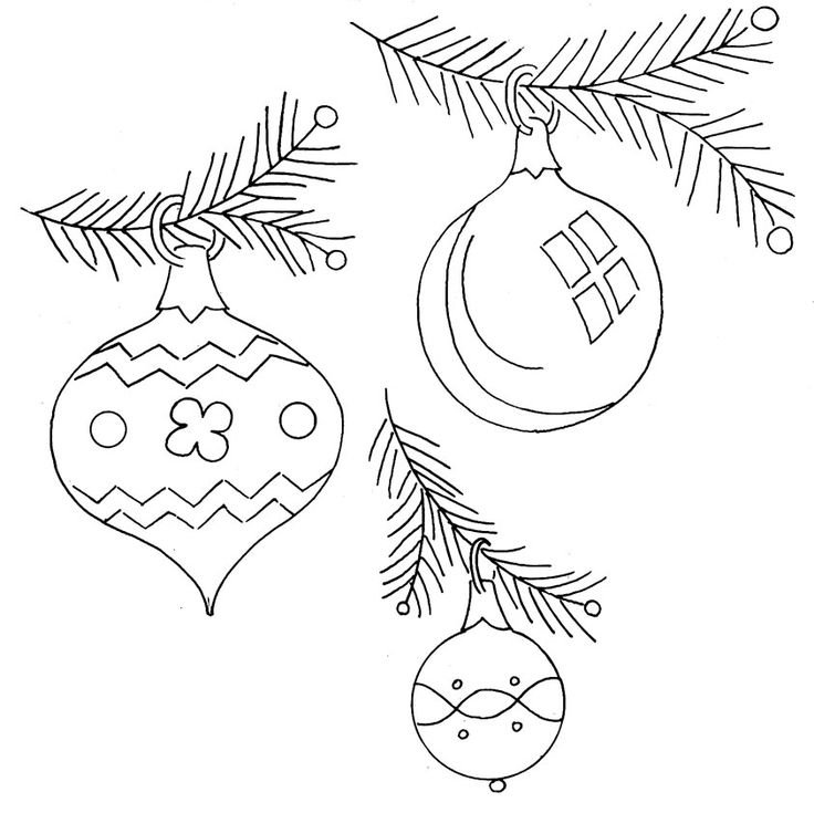 Трафареты на окна новогодние шары на ветке