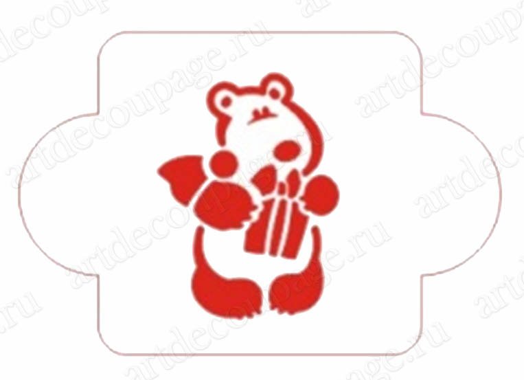 Мишка новогодний трафарет