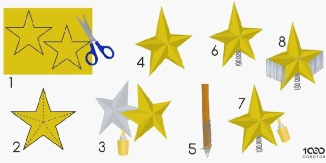 Звезда из бумаги объемная схема на елку