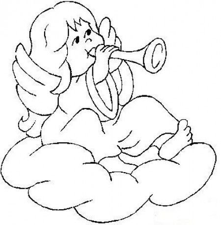 Ангел на облаке раскраска для малышей