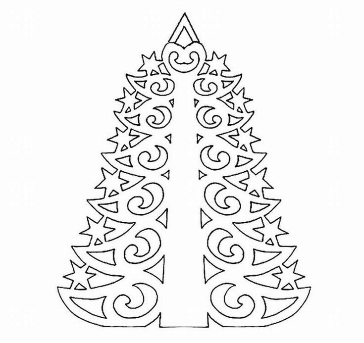 Елочка трафарет для вырезания