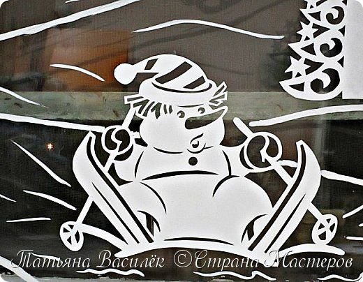 Снеговик трафарет для вырезания на окно