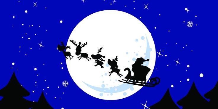 Дед Мороз на фоне Луны