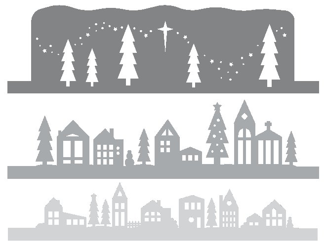 Домики силуэты новогодние