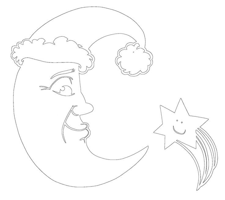 Вытынанка Луна Новогодняя