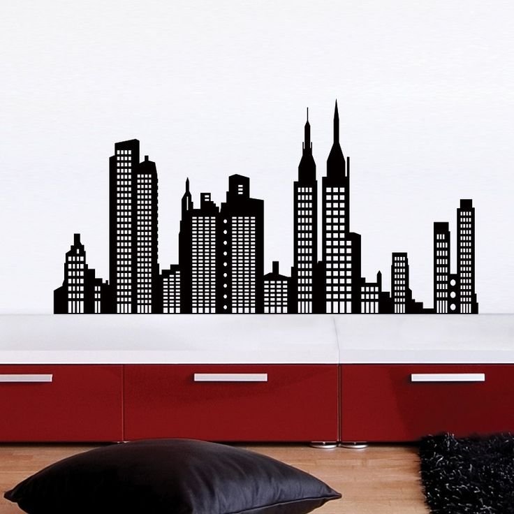 Ночной город рисунок на стене