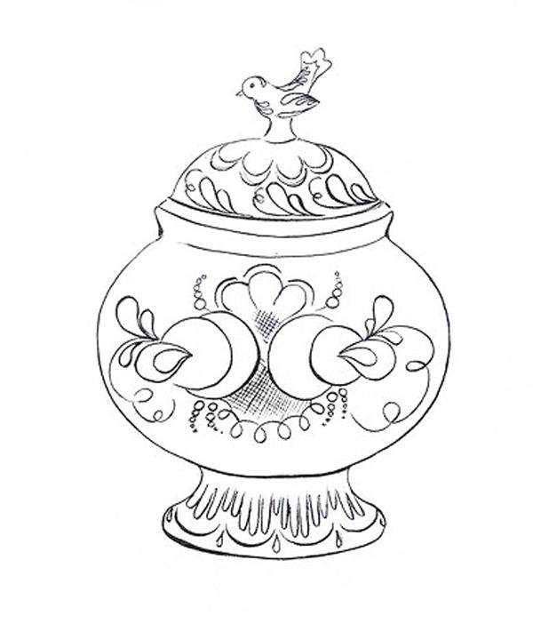 Гжельская роспись раскраска для детей