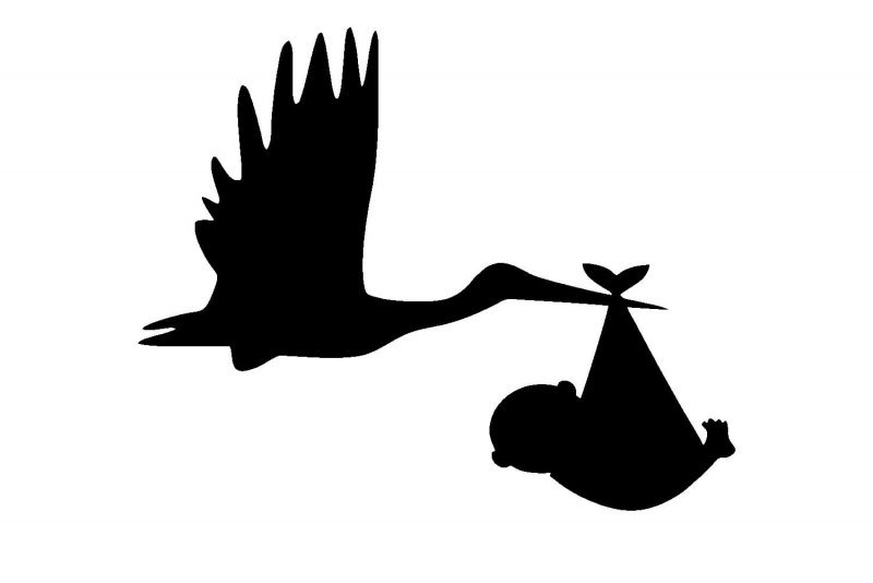 Аист с младенцем силуэт