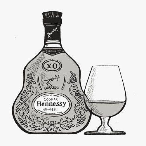 Нарисованная бутылка коньяка