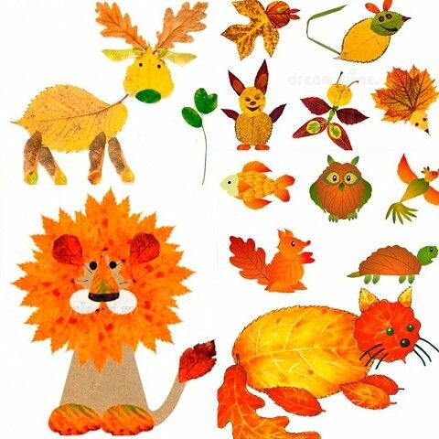 Аппликация из осенних листочков
