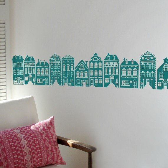 Трафарет домиков на стену