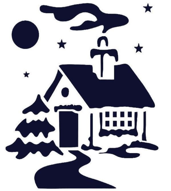 Трафареты на окна домики