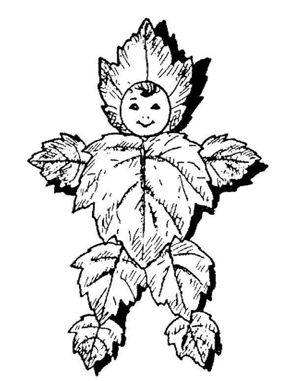 Раскраска осенние из листьев